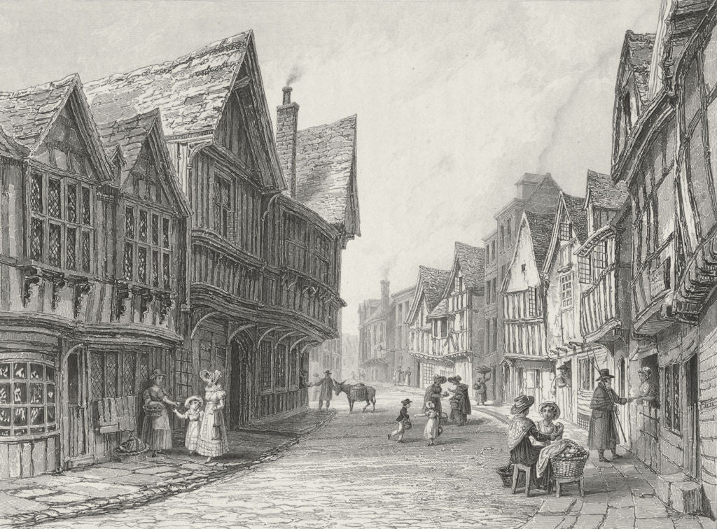 WORCS. Friars St-Worcester. Bartlett Friar 1836 old antique print picture